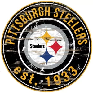 Adventure Furniture 24" NFL Pittsburgh Steelers Round Distressed Sign