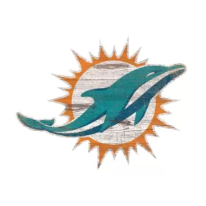 Adventure Furniture NFL Indoor Miami Dolphins Distressed Logo Cutout Wood Sign