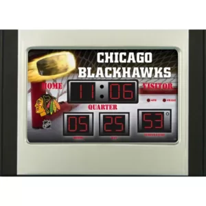 Team Sports America Chicago Blackhawks 6.5 in. x 9 in. Scoreboard Alarm Clock with Temperature