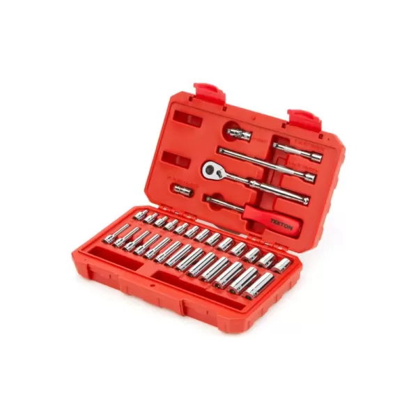 TEKTON 1/4 in. Drive 6-Point Socket and Ratchet Set (33-Piece)