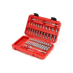 TEKTON 1/4 in. Drive 12-Point Socket and Ratchet Set (55-Piece)