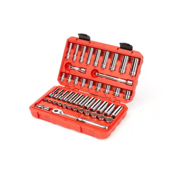TEKTON 3/8 in. Drive 12-Point Socket and Ratchet Set (47-Piece)
