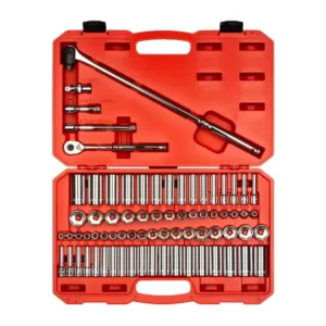TEKTON 3/8 Inch Drive 6-Point Socket & Ratchet Set, 74-Piece (1/4-1 in., 6-24 mm)