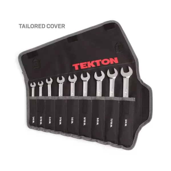 TEKTON 1/4-3/4 in. Ratcheting Combination Wrench Set with Pouch (9-Piece)