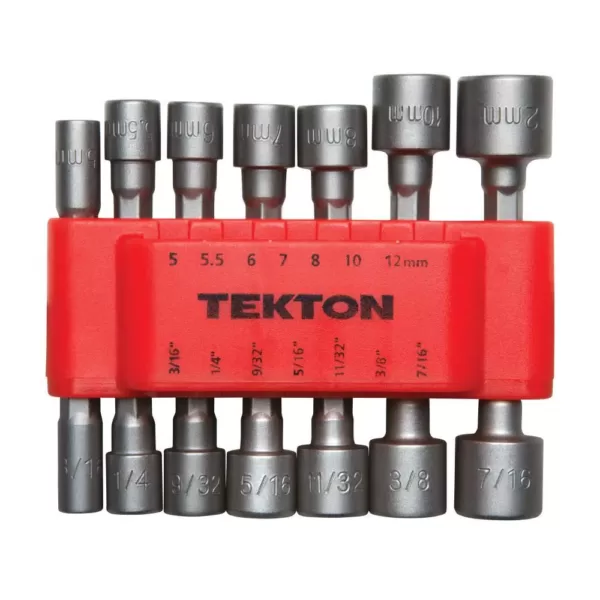 TEKTON 3/16-7/16 in., 5-12 mm Quick-Change Power Nut Driver Bit Set (14-Piece)