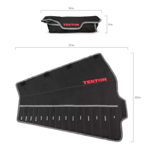 TEKTON 1/4 in. to 1 in. Combination Wrench Pouch (15-Tool)