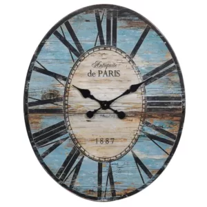 3R Studios Turquoise Oval Wood Wall Clock