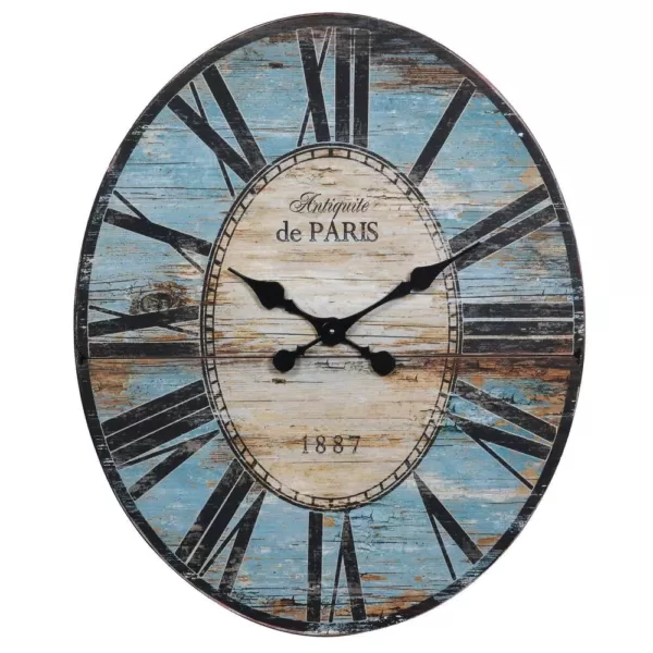 3R Studios Turquoise Oval Wood Wall Clock