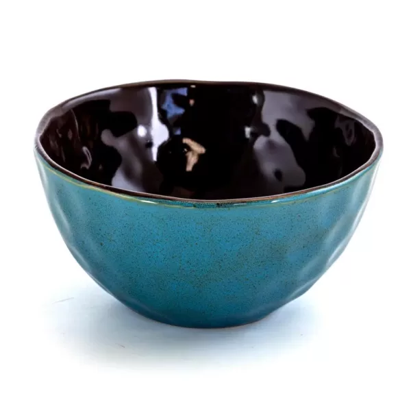 Elama Sea Glass 16-Piece Modern Turquoise Stoneware Dinnerware Set (Service for 4)