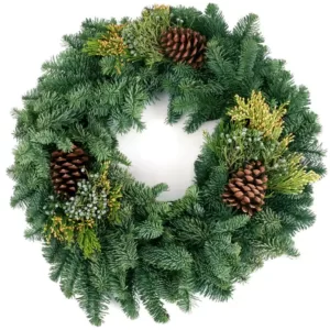 VAN ZYVERDEN 20 in. Live Fresh Cut Pacific Northwest Mixed Christmas Wreath Pine Cone Decorated