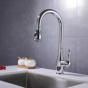 Vanity Art 7.6 in. Single-Handle Pull-Down Sprayer Kitchen Faucet in Chrome