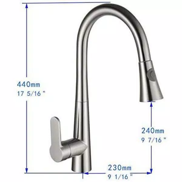 Vanity Art 9.05 in. Single-Handle Pull-Down Sprayer Kitchen Faucet in Brushed Nickel