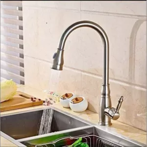 Vanity Art 7.68 in. Single-Handle Pull-Down Sprayer Kitchen Faucet in Brushed Nickel