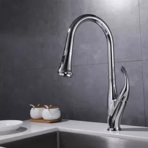 Vanity Art 9.68 in. Single-Handle Pull-Down Sprayer Kitchen Faucet in Chrome