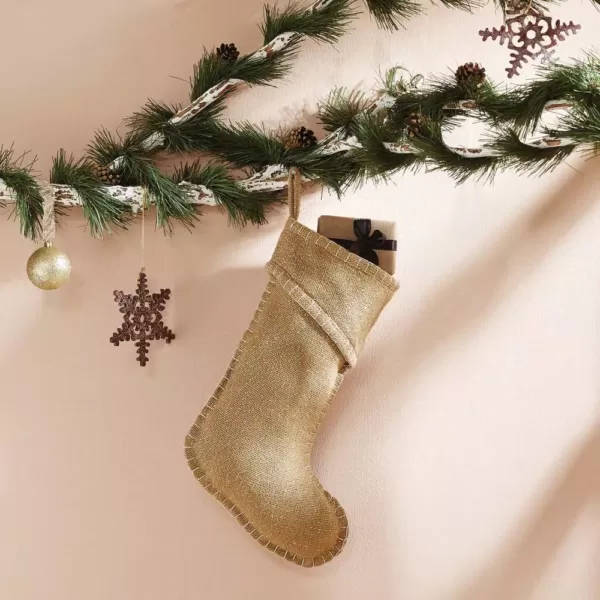 VHC Brands 15 in. Cotton Natural Nowell Farmhouse Christmas Decor Stocking