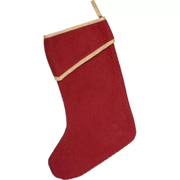 VHC Brands 15 in. Cotton/Nylon Revelry Brick Red Traditional Christmas Decor Stocking