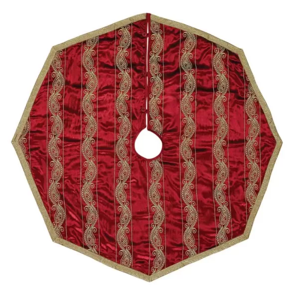 VHC Brands 48 in. Yule Christmas Red Glam Decor Tree Skirt