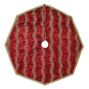 VHC Brands 55 in. Yule Christmas Red Glam Decor Tree Skirt