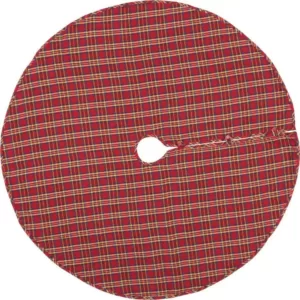 VHC Brands 55 in. Galway Barn Red Rustic Christmas Decor Tree Skirt