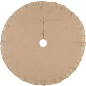 VHC Brands 48 in. Jute Burlap Natural Tan Holiday Rustic and Lodge Decor Tree Skirt