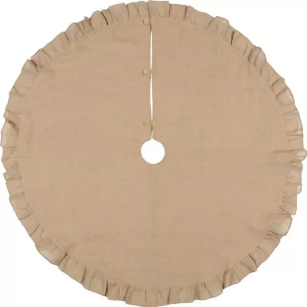 VHC Brands 55 in. Jute Burlap Natural Tan Holiday Rustic and Lodge Decor Tree Skirt