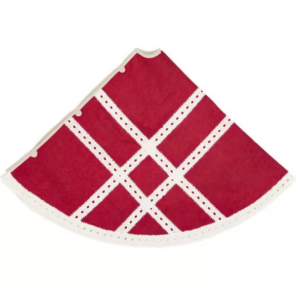 VHC Brands 55 in. Red Margot Farmhouse Christmas Decor Tree Skirt