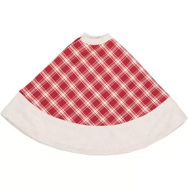 VHC Brands 21 in. Red Plaid Christmas Farmhouse Decor Tree Skirt
