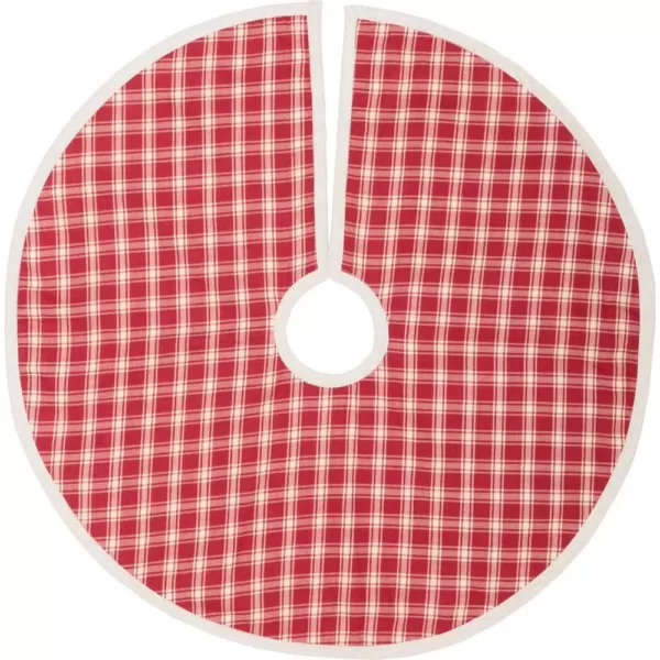 VHC Brands 21 in. Red Plaid Christmas Farmhouse Decor Tree Skirt
