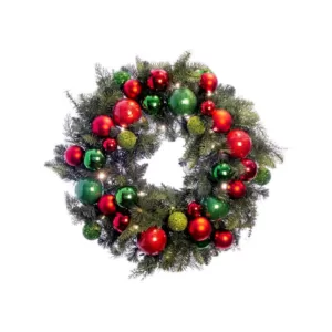 Village Lighting Company 30 in. Pre-Lit LED Christmas Cheer Wreath
