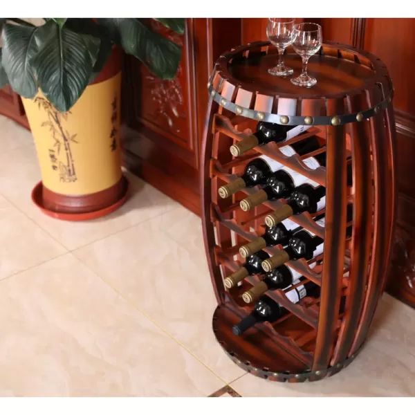 Vintiquewise Rustic 23 Bottles Barrel Shaped Wooden Wine Rack