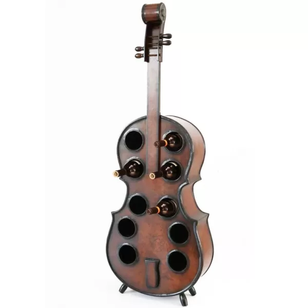 Vintiquewise Decorative 10 Bottle Wooden Cello Shaped Wine Rack 53 in. Floor Violin