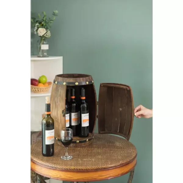 Vintiquewise Wooden Barrel Shaped Vintage Decorative Wine Rack Storage