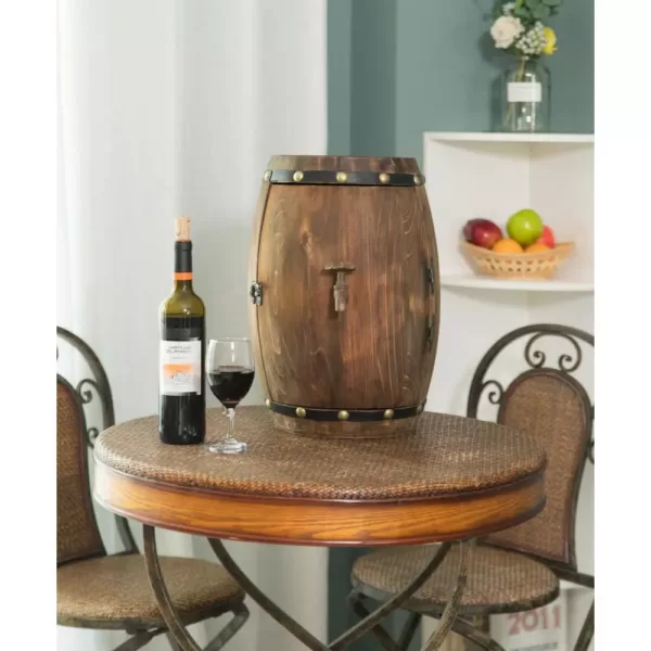 Vintiquewise Wooden Barrel Shaped Vintage Decorative Wine Rack Storage