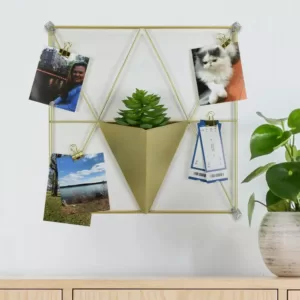 WallPops Gold Triangle Metal Grid with Pocket Wall Organizer