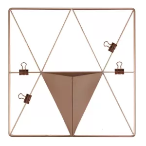 WallPops Rose Gold Triangle Metal Grid with Pocket Wall Organizer