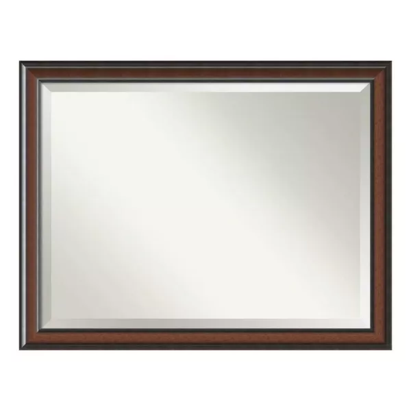 Amanti Art Cyprus 45 in. W x 35 in. H Framed Rectangular Beveled Edge Bathroom Vanity Mirror in Walnut