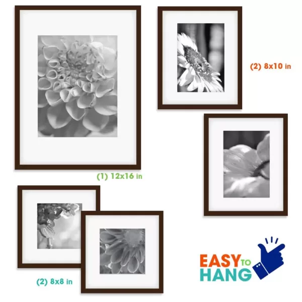 Pinnacle Wall Kit Walnut Picture Frame (5-Pack)
