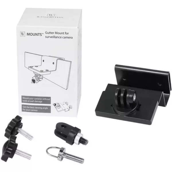 Wasserstein Weatherproof Gutter Mount Compatible with Ring Stick Up Cam Battery and Ring Stick Up Cam Wired (Black)
