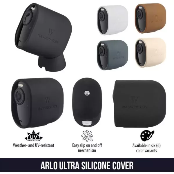 Wasserstein Arlo Ultra/Ultra 2 and Pro 3/Pro 4 Protective Silicone Skins - Accessorize and Protect Your Arlo Camera (3-Pack, Beige)
