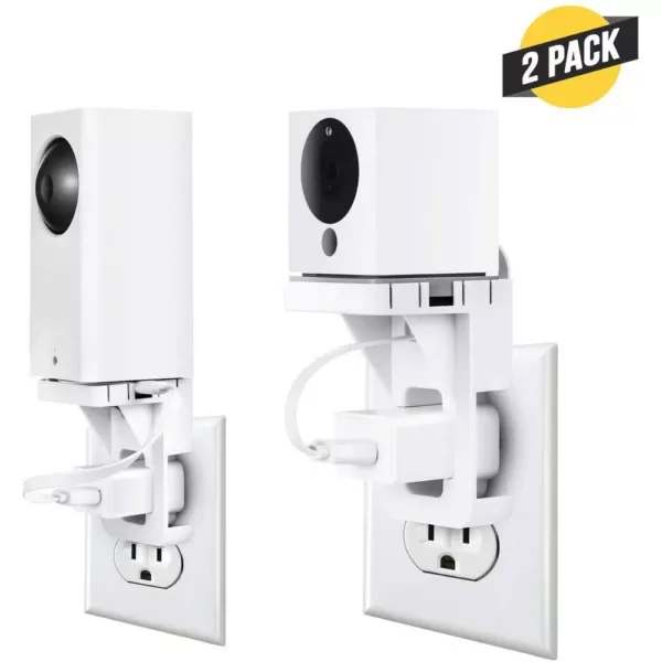 Wasserstein AC Outlet Mount for Wyze Cam and Wyze Cam Pan - Reliable Mounting Alternative for Your Wyze Cameras in White (2-Pack)