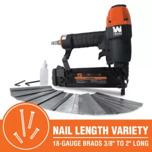 WEN 18-Gauge 3/8 in. to 2 in. Pneumatic Brad Nailer with 2000 Nails