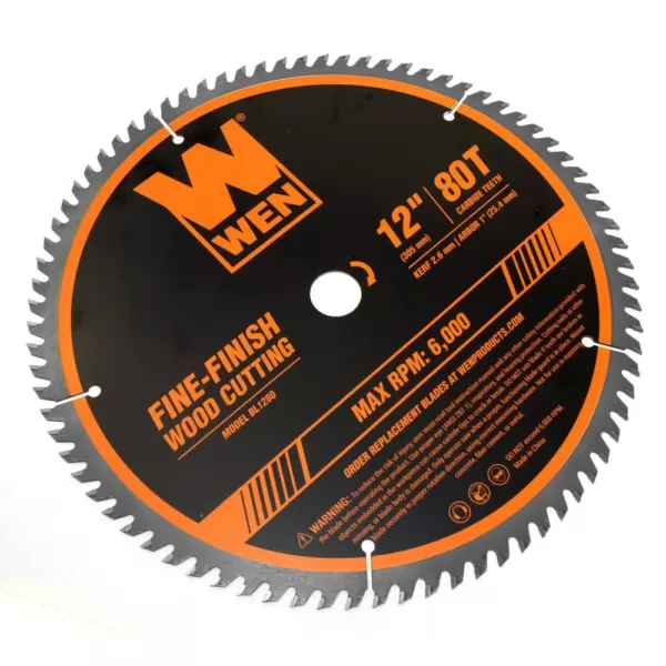 WEN 12 in. 32-Tooth and 80-Tooth Carbide-Tipped Professional Woodworking Saw Blade Set (2-Pack)