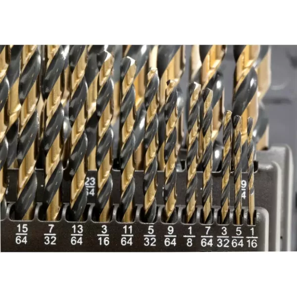 WEN Fully Ground Black Gold HSS Jobber Drill Bit Set with Carrying Case (29-Piece)