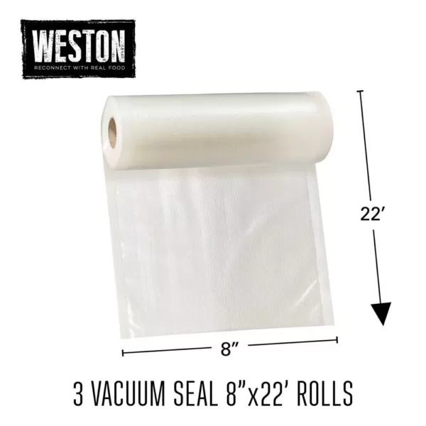 Weston 8 in. x 22 ft. Vacuum Sealer Bag Rolls (3 pack)