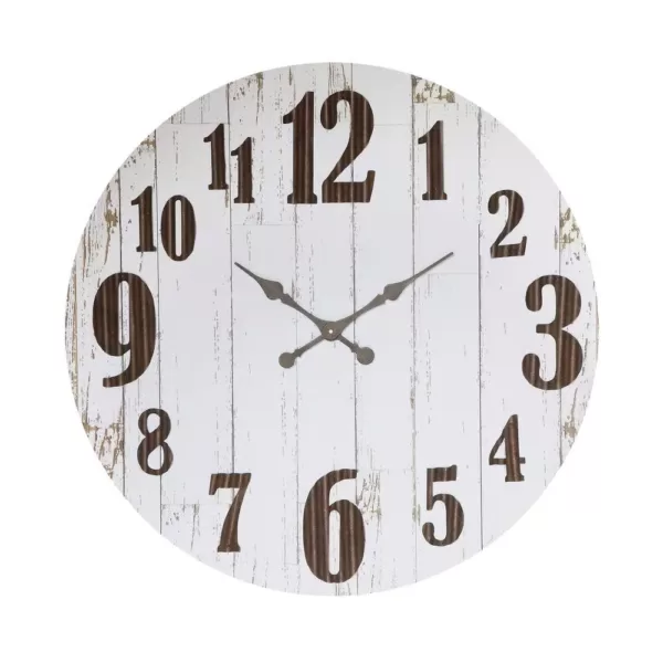 3R Studios Distressed White Wood Slat Wall Clock
