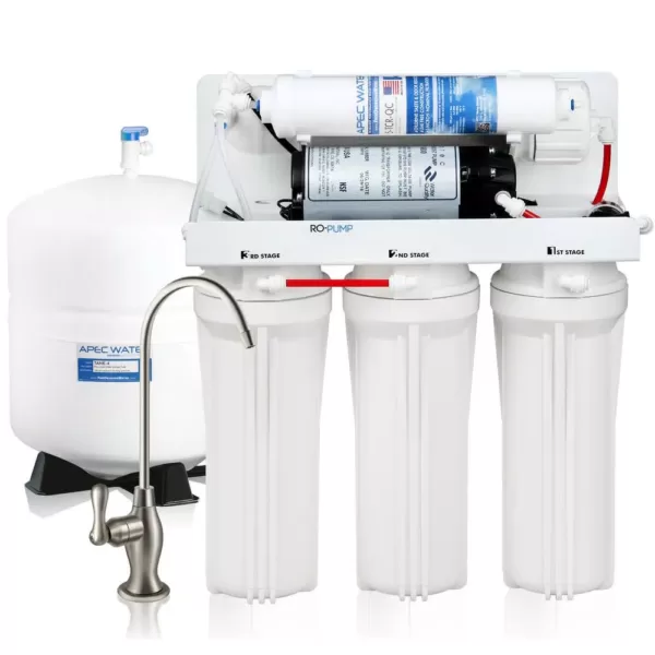 APEC Water Systems Ultimate Electric Pumped Undersink Reverse Osmosis Water Filtration System 50 GPD for Low Pressure Home 0-30 psi 120V US