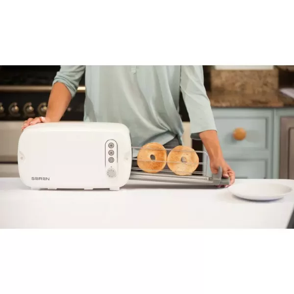 BergHOFF Seren 3-Slice White Wide Slot Toaster with Crumb Tray