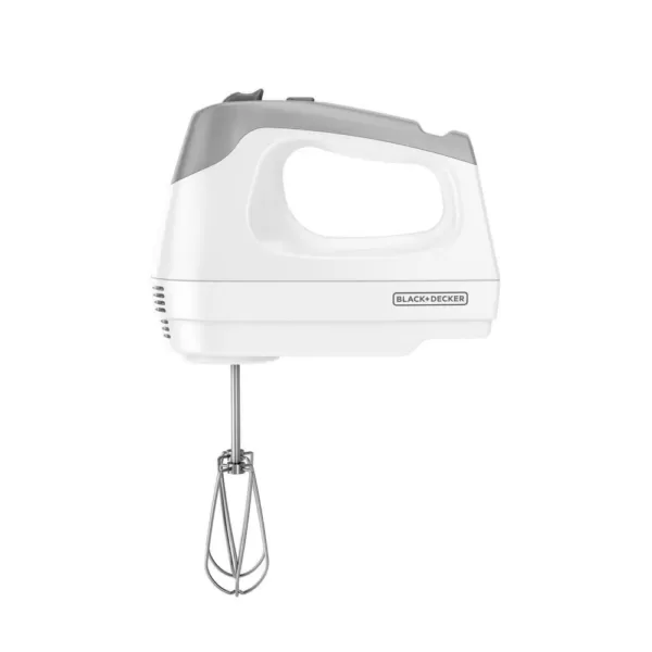 BLACK+DECKER 6-Speed White Hand Mixer with Beater, Whisk, Whip and Dough Hook Attachments