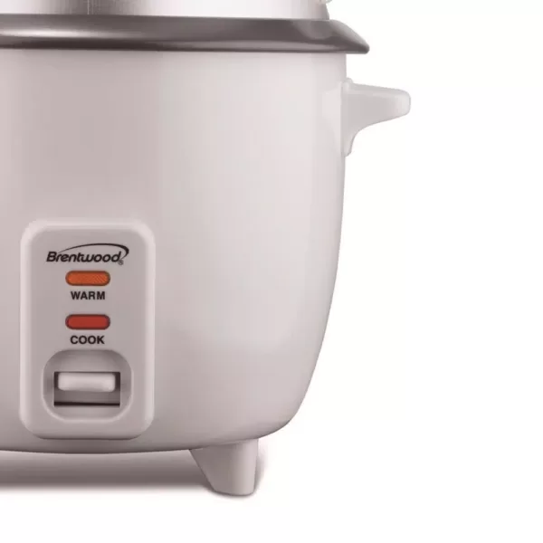 Brentwood Appliances 5-Cup White Rice Cooker with Food Steamer