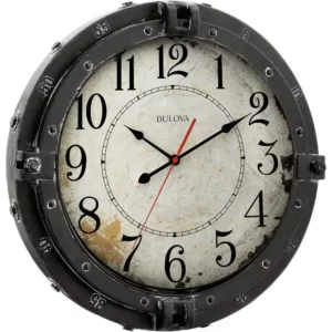 Bulova 17 in. H x 17 in. W Round Metal Wall Clock with Maritime Porthole Design